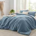 Bedsure Super King Plus Size Comforter Set, Mineral Blue Soft Prewashed Bedding for All Seasons, 3 Pieces GentleSoft Bed Set, 1 Lightweight Comforter (128"x120") and 2 Pillowcases (20"x36")