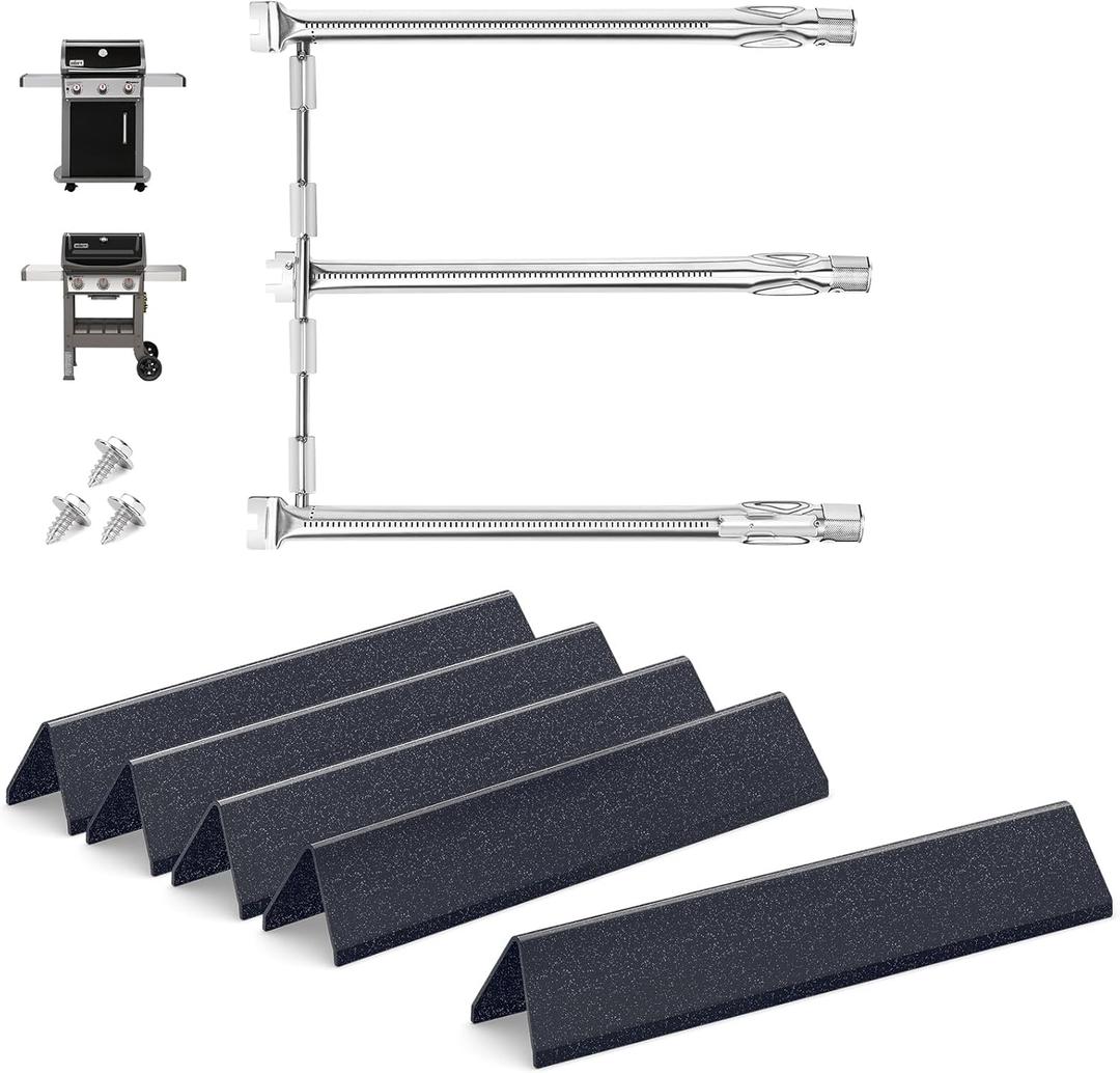 Spirit e310 Burners & Spirit e310 Flavorizer Bars for Weber Spirit 300 and GS4 Spirit II E310 Spirit E310 E/S315 E/S320 Grills With Front Control, 7636 Heat Plates (15.3") & 69787 Burner Tubes (18")