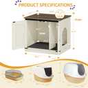 Hzuaneri Cat Litter Box Enclosure with Cushion, Hidden Litter Box Furniture with Removable Dividers, Reversible Entrance Left or Right Side, Cat House, Rustic White and Brown CB84514X