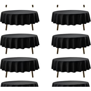 6-Pack Black Round Tablecloths, 90 Inches, Stain-Resistant Polyester for 4-5 Ft Round Tables - Washable Table Covers for Weddings, Banquets, Birthday Parties, Events