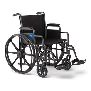 Medline Comfortable Folding Wheelchair with Swing-Back, Desk-Length Arms and Elevating Footrests, 20”W x 16”D Seat