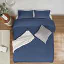 Mejoroom Navy Duvet Cover Queen Size Queen Duvet Cover Set - Soft and Breathable Comforter Cover with Zipper Closure, 3Pieces, 1 Duvet Cover (90x90) and 2 Pillow Cases(20x26)