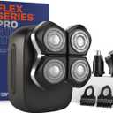 Freebird FlexSeries Pro Electric Head & Body Shaver - Men's Cordless Rechargeable Wet/Dry Skull Bald Head Back & Groin Waterproof Razor with Rotary Blades, Clippers, Nose Trimmer, Brush, Massager