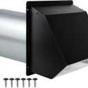 6 Inch Wall Vent Hood,Exterior Wall Exhaust Vent Cover,Dryer Vent Cover Outside with Screen and Damper,External Extractor Wall Vent Cap for Range Hood Kitchen Outdoor Air Vent,Galvanized Steel,Black