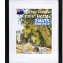 Beyond Your Thoughts 11"X14" Real Wood (Hang/Stand) Black Picture Photo Frame with Matted for 8"X10" or 9"x12" Photo for Wall and Table Top-Mounting Hardware Included (1 Pack)