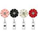 5 x Soleebee 8 Pack Badge Reel Retractable, Nurse Retractable Badge Holder, Flower ID Badge Reel Clip with Belt Clip, 24'' Durable Nylon Cord (Pearl+Rhinestone)
