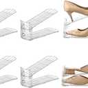 Shoe Stacker Shoe Rack Organizer for Closet Space Saver Storage Shoe Holder Organization (Transparent, 6 pack)
