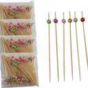 400 Pcs Cocktail Picks,Pearl Fancy Toothpicks，4.7 Inch Toothpicks for Appetizers,Bamboo Coctail Skewers Sticks for Drinks,Fruit,Charcuterie pearl food selection decoration (Colorful)