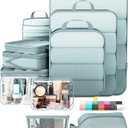 Veken 11 Set Compression Packing Cubes for Travel Essentials,Compressible Expandable Large Luggage Suitcase Organizer Bags for Clothing,Durable Space Saver Storage Bags with Toiletry Bags(Blue Gray)