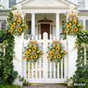 6 Pcs Summer Sunflower Mini Hanging Wreaths for Cabinets Artificial Small Candle Ring Wreaths with Daisy Flower and Eucalyptus Leaves for Home Kitchen Front Door Window Farmhouse Porch Wall Decor