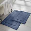 Modern Threads 2-Pack Solid Loop with Non-Slip Backing Bath Mat Set (17-inch by 24-inch/21-inch by 34-inch), Denim
