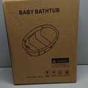 Collapsible Baby Bathtub for Newborn to Toddler 0-36 Months,Spacious Foldable Infant Bath Tub with Thermometer,Cushion & Drain Hole,Portable Travel Tub, Baby Shower Gift Pink