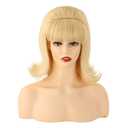 Womens Flip Wig 70s 60s Retro Beehive Style Vintage Look Wig Costume Women Wig wtih Bang (Blonde)