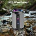 Portable Bluetooth Speaker with Lights, Bluetooth 5.4 Speaker, Powerful Crystal Clear Sound,All Day Playtime,15W Loud Stereo Sound,IPX7 Waterproof,TWS pairing for Outdoor/Home/Party/Travel(Gray)
