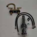 4 inch Brushed Gold Bathroom Sink Faucet with Pop-up Drain and 2 Supply Hoses, Stainless Steel Lead-Free 2-Handle Centerset Faucet for Bathroom Sink Vanity RV