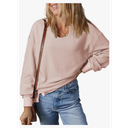 Dokotoo Womens Spring Outfits V Neck Waffle Knit Tops Cropped Sweaters Long Sleeve Pullover Crop Top MEDIUM