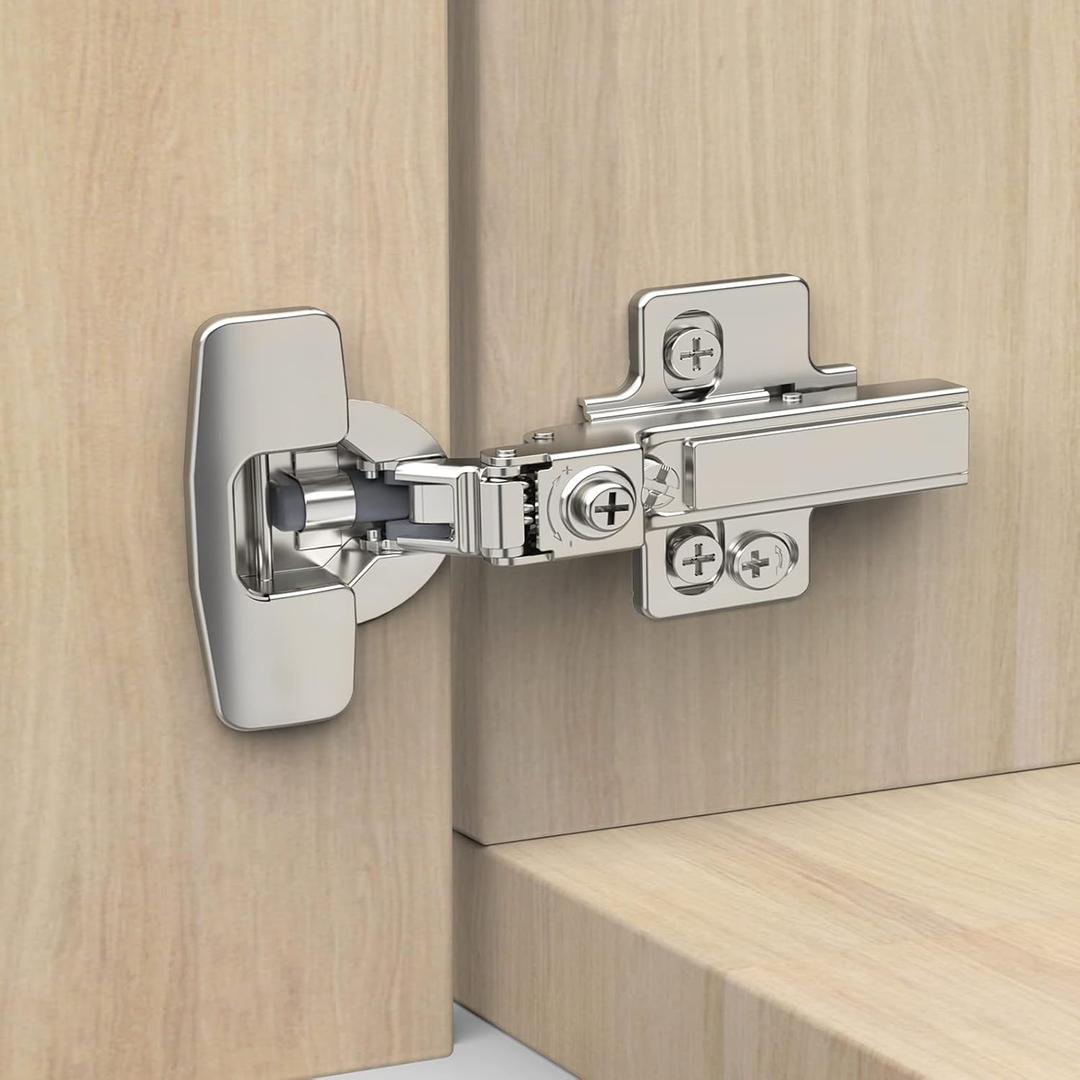 Chibery 20 Pack Frameless Half Overlay Soft Close Concealed European Hinges, Self Closing Satin Nickel, 105  Open Angle 4D Adjustment, Speed Control, Clip On, Stainless Steel for Cabinet Door