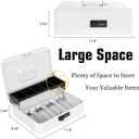 Cash Box with Money Tray and Combination Lock, Large Money Box for Cash Regiser, Safe Lock Box for Money Saving Metal 11.8"x9.45"x3.54" White XL Large