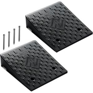 Rubber Threshold Ramp, 4.3" Rise Wheelchair Ramp Doorway, 7000Lbs Load Capacity, Non-Slip Surface Rubber Curb Ramp for Wheelchair and Scooter, 2 Pack(4.3" Height) (4.3" Rise)