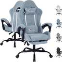 Fabric Gaming Chair for Adults, Ergonomic Computer Office Desk Chair with Footrest,Pocket Spring Cushion, Reclining High Back Silla Gamer for Home Office, Blue