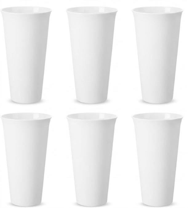 6 Pack Flower Buckets 9.84 Inch Plastic Flower Vases Modern Round Vases for Centerpieces Floral Display Decorative Buckets for Table Home Wedding Decorations (Pure White)