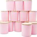 SHOWIN 10 OZ Thick Candle Jars for Making Candles 15 Pcs, Empty Jars with Wood Lids for Candle Making, Sample Container, Matte Pink