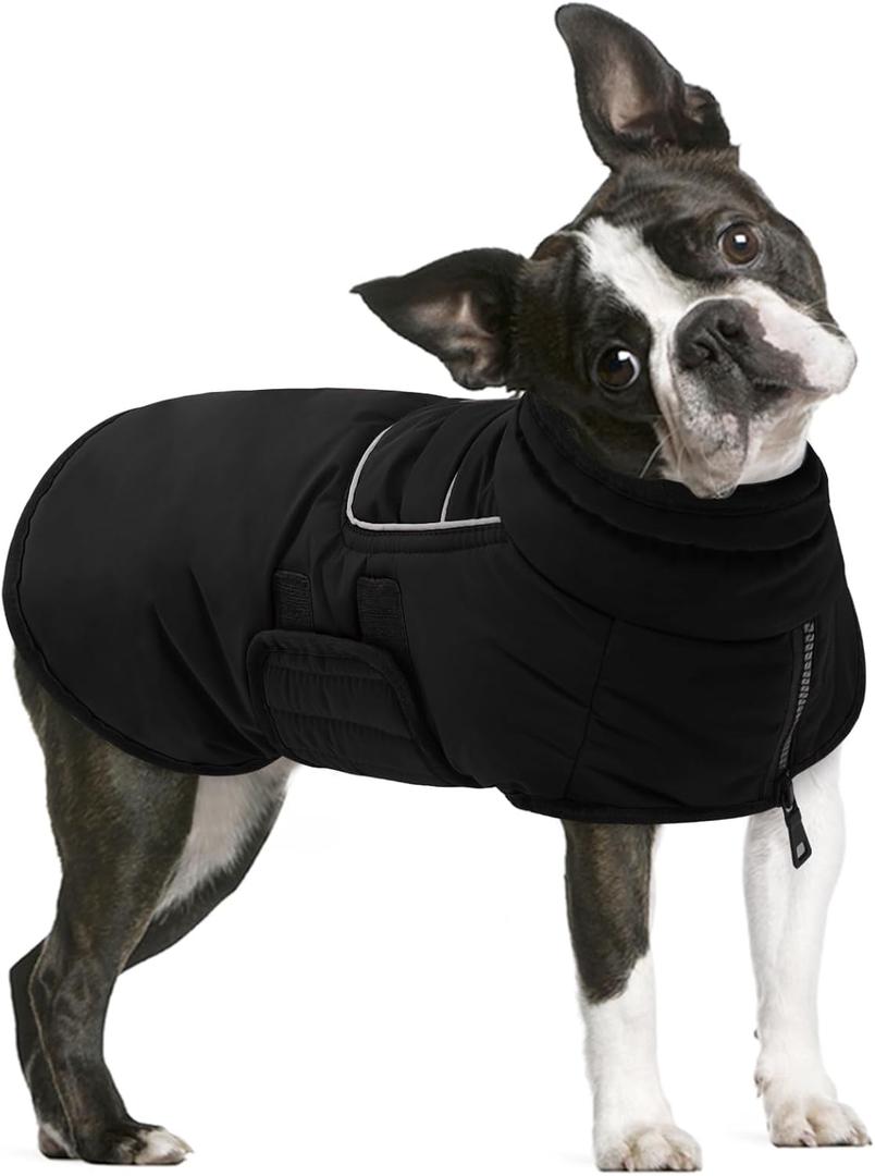 AOFITEE Winter Coat, Waterproof Jacket With Harness Hole, Warm Fleece Puffer Jacket, Reflective Windproof Snowsuit for Small Medium Large Dogs, Dachshund, French Bulldog, Size: L