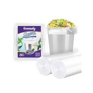 Hommaly  86 pcs Medium Clear Trash Bags Strong Clear Garbage Bags, Bathroom Trash Can Bin Liners, Plastic Bags for Office, Fit 7gallon,8 gallon Waste Basket Liner7,8Gal(8G86-Clear)