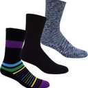 Dr. Segals Non Binding Socks - Pack of 3 S/M - Multi Stripe, Cosmic Purple, Black