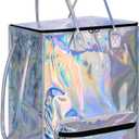 StorageWorks Grocery Cart on Wheels, Zipper Closure Rolling Bag, Shopping Trolley, Rolling Tote Bag with Handles (72L, Medium, Silver)