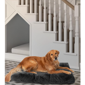 OhGeni Comfort Fluffy Dog Bed with Removable Washable Cover & Waterproof Lining, Light Chew & Scratch Resistant, Non-Slip Soft Crate Bed for Large, Medium, Small Size Dogs, 41in(Gray) (41.0"L x 27.0"W x 4.0"Th)