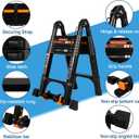16.5 FT A Frame Telescoping Ladder, Adjustable Multi-Purpose Collapsible Extension w/Balance Bar & Wheels, Heavy Duty 330 lbs Max Capacity, Ideal for Home and Outdoor Work, Black