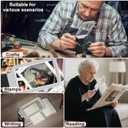 10X Magnifying Glass with Light and Stand, Real Glass Lens, Rechargeable Foldable Handheld Magnifier, 3 Color Modes Dimmable Lighted Page Magnifier for Reading Fine Prints, Low Vision Seniors (White Black)