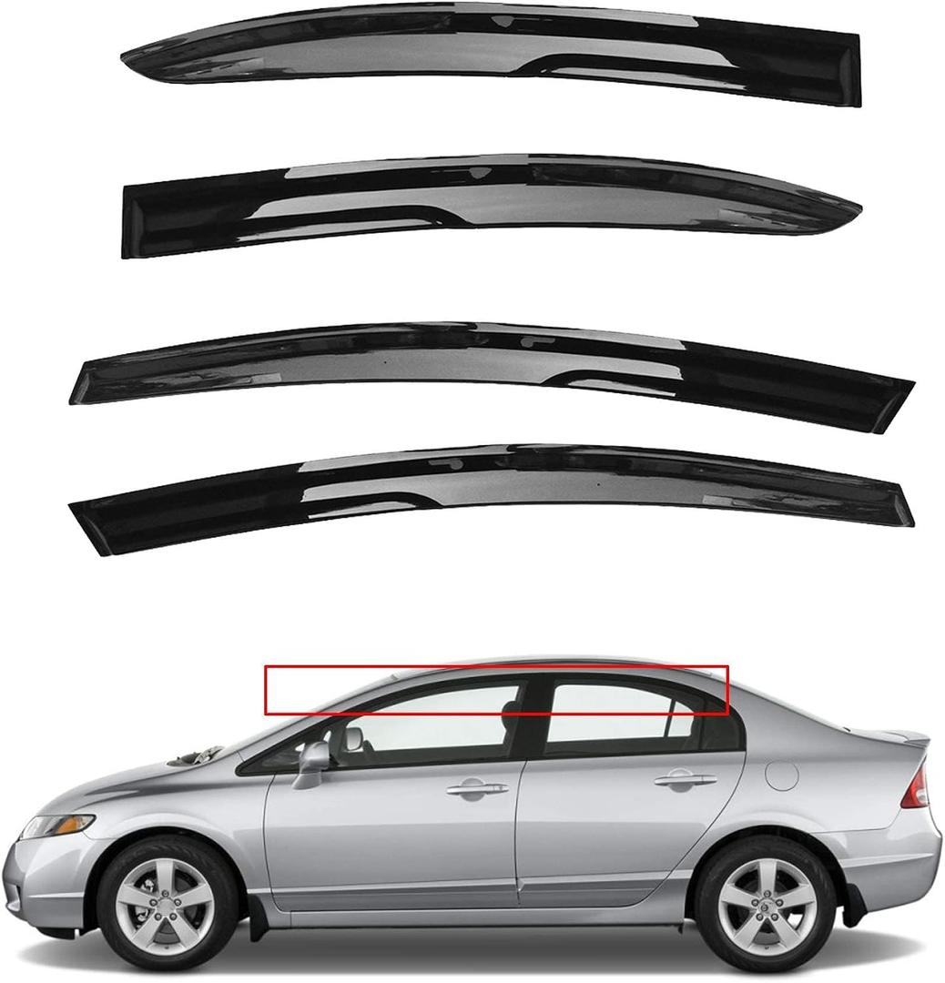 Side Window Visor Vent Rain Guard Deflector Replacement for Civic Sedan 2006-2011