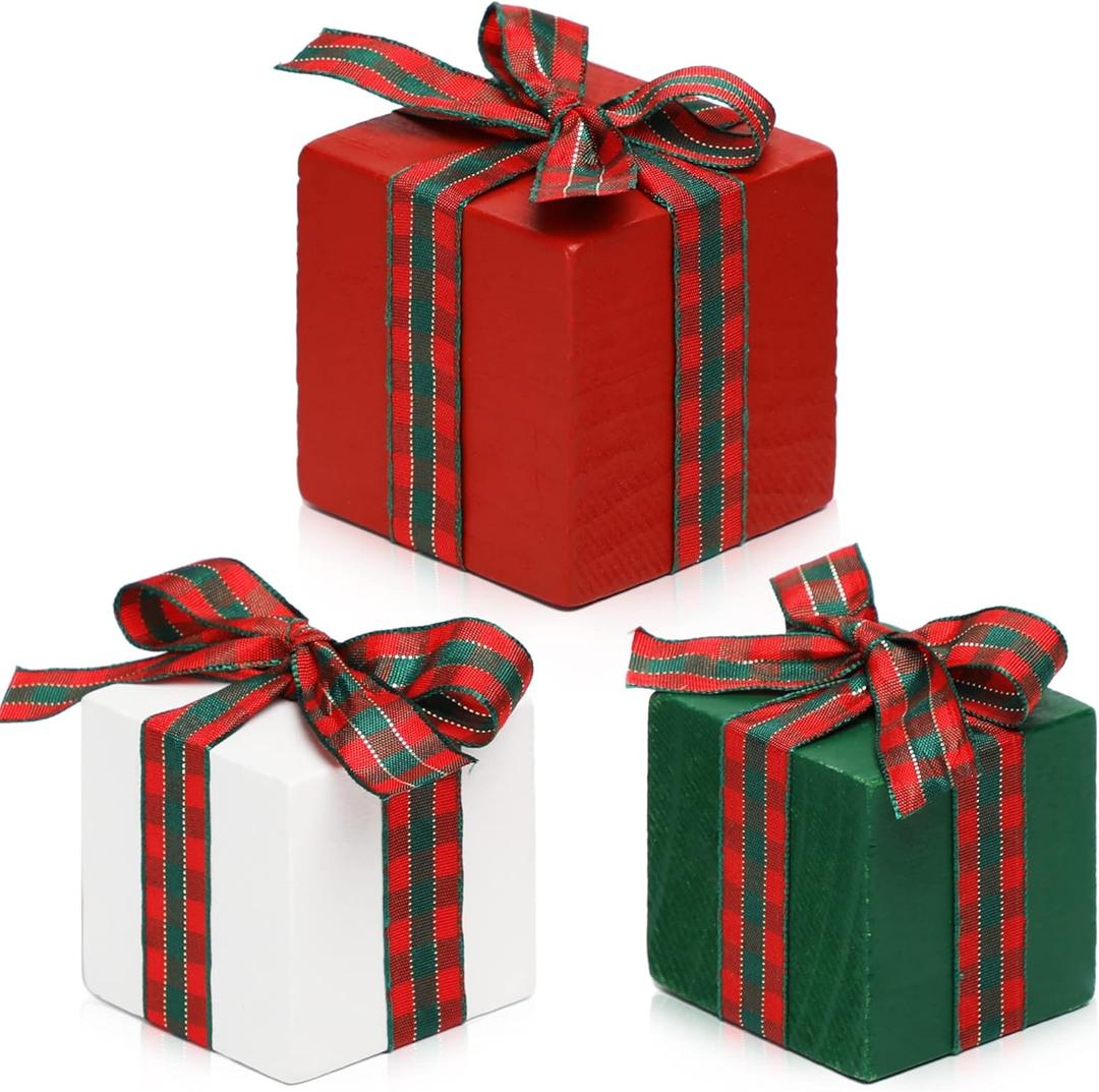 Christmas Tiered Tray Decor Set of 3 Mini Wood Small Table Decor Shelf decor