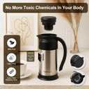 Creamer Pitcher for Coffee,1L/34 Oz Thermal Coffee Carafe,Stainless Steel Coffee Carafes for Keeping Hot and Cold,Double-Wall Design,12-Hour Hot & Cold,Leak-Proof, Portable for Travel,Camping,Office
