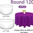 4 Pack Round Tablecloth 120 Inch Polyester Washable Fabric Table Covers for Wedding Dining Table Buffet Parties Banquet Decoration（Purple）