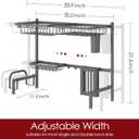 Sakugi Over The Sink Dish Drying Rack - Adjustable 2 Tier Large Capacity Stainless Steel Drainer with Cutlery & Utensil Holders, Kitchen Storage & Organization, 30"-33.9" L x 11" W x 21.5" H, Gray, Standard - 3 Baskets