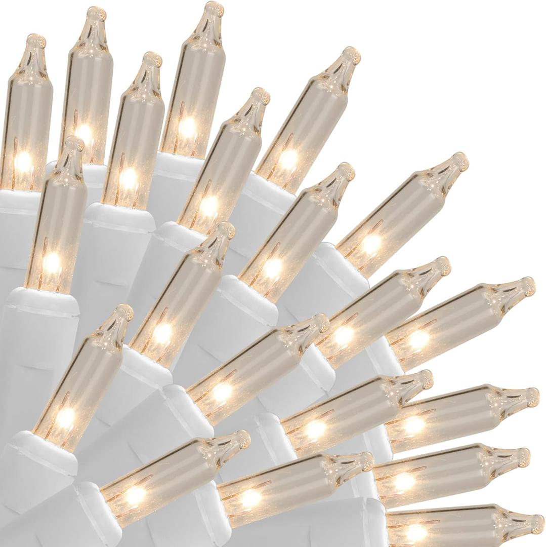 Christmas Lights, Clear Outdoor Lights, White Wire 150-count Lights 120V UL Certified Incandescent Mini String Light, Connectable for Xmas Tree Wreath Home Patio Holiday Party Garden Decorations