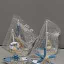 Juvale Set of 4 Mini Wooden Sailboat Models for Beach Nautical Home Decor, Miniature Boat Decorations, & Coastal Decor