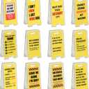 24 Pack Funny Office Desk Signs, Mini Acrylic Yellow Caution Desk Signs Office Decorations for Coworker Women Men Boss and Employee Appreciation Gifts