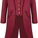 Renaissance Steampunk Tailcoat Halloween Costumes for Boys, Medieval Pirate Vampire Victorian Jacket Frock Coat Kids Size L