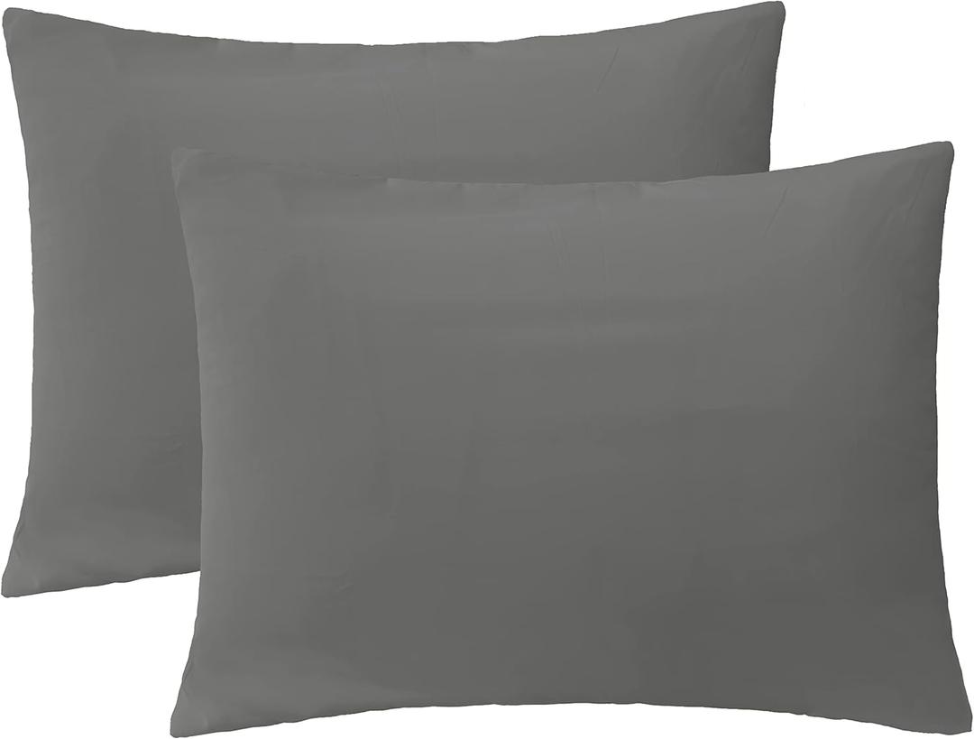 iMaylex Soft Brushed Microfiber Fabric Zipper Pillowcase, Cozy and Lightweight, Easy Care, Set of 2, Dark Grey, Standard, 20" x 26"