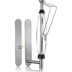 KIHOGEM Magnetic Paper Towel Holder for Fridge, Stainless Steel Paper Towel Holder Magnetic with Gravity-Weighted Arm, Kitchen Paper Towel Holder with 2 Metal Plates for Wall, Cabinet, RV