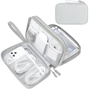 FYY Electronic Organizer, Large Travel Cable Organizer Bag Pouch Electronic Accessories Carry Case Portable Waterproof Double Layers All-in-One Storage Bag for Cable, Cord, Charger, Phone, Grey