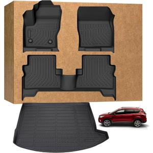 Floor Mats for Ford Escape 2013-2019, TPE Waterproof Non-Slip All Weather Protection Custom (Floor Mats & Cargo Liner)