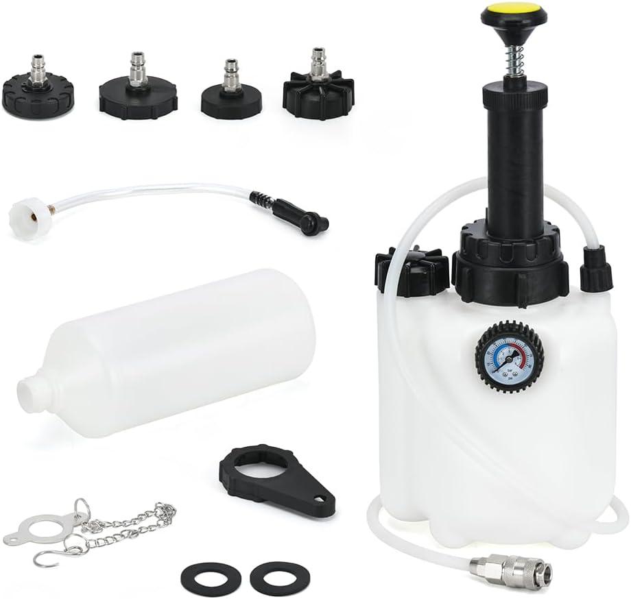 3L Manual Brake Bleeder Fluid Pump with 1L Brake Bleed Bottle and 4 Master Cylinder Adapters,Professional Brake Bleeder Kit Suitable for Most Brake Mast Cylinder Reservoirs