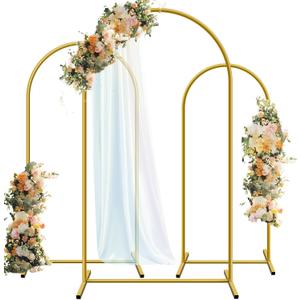 Hemmotop Metal Arch Backdrop Stand, Gold, Set of 3, 6FT, 5FT, 4FT