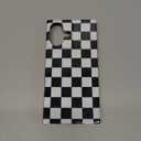 Rectangle Checkered Phone Case for iPhone 13 Black White Grids Plaid Checkerboard Slim Soft Classic Trunk Design Strong Shockproof Protective Checker Cover for iPhone 13 6.1"