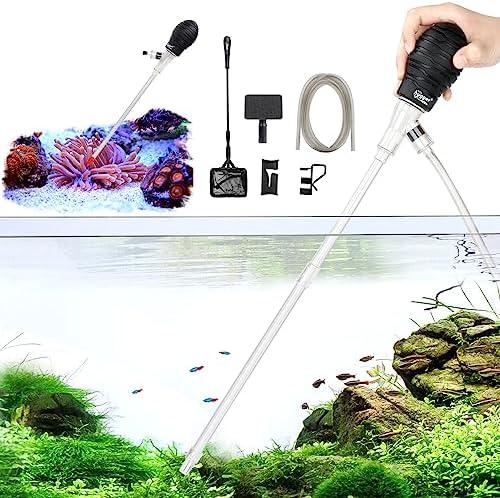 hygger Aquarium Siphon Coral Feeder Kit, Gravel Vacuum for Aquarium, Water Changer Fish Tank Cleaning Tools, Mini Vacuum Cleaner with Water Hose Controller Clamp for Smaill Fish Tank